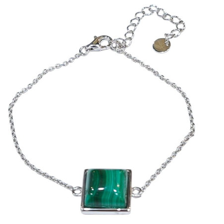 Bracelet Malachite Chaînette Réglable Argent 925