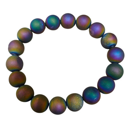 Bracelet Bismuth Mat Pierres Rondes 10mm