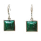 Boucles Malachite Cabochon Carré Argent 925