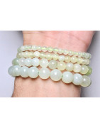Bracelet Jade Vert de Chine Pierres Rondes