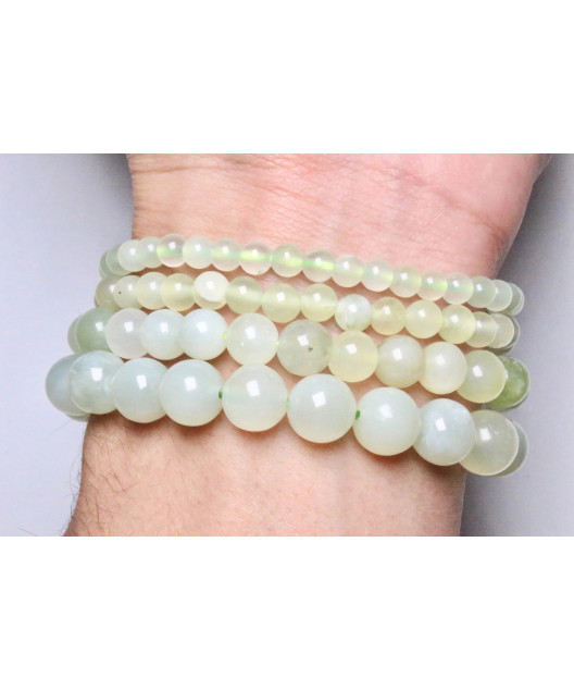 Bracelet Jade vert pierres rondes