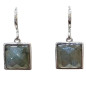 Boucles Labradorite Cabochon Carré et Facetté Argent 925