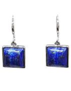Boucles Lapis-lazuli Cabochon Carré Argent 925