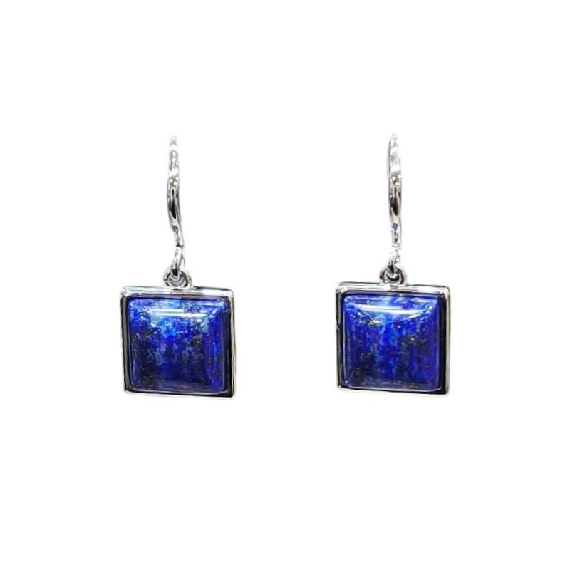 Boucles Lapis-lazuli Cabochon Carré Argent 925