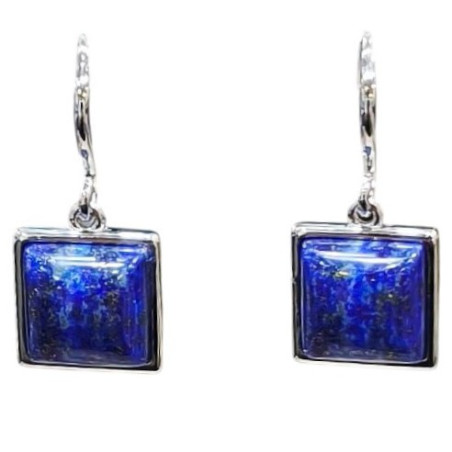 Boucles Lapis-lazuli Cabochon Carré Argent 925