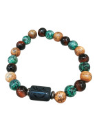 Bracelet Œil de Taureau Jaspe Paysage et Pierre Fantaisie Signe Cancer Pierres Rondes 8mm