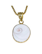 Pendentif Œil de Sainte-Lucie avec Chaîne 50cm Argent 925 Plaqué Or ( Vermeil)