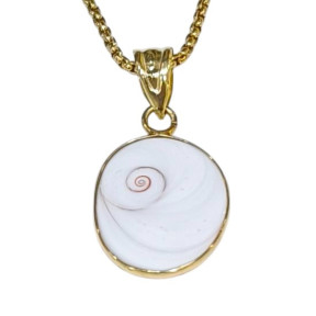 Pendentif Œil de Sainte-Lucie avec Chaîne 50cm Argent 925 Plaqué Or ( Vermeil)