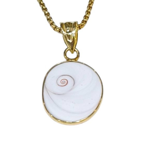 Pendentif Œil de Sainte-Lucie avec Chaîne 50cm Argent 925 Plaqué Or ( Vermeil)