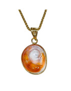 Pendentif Œil de Sainte-Lucie avec Chaîne 50cm Argent 925 Plaqué Or ( Vermeil)