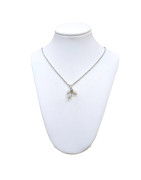 Pendentif Opale 3 Pierres et Zirconium avec Chaîne 40cm Argent 925