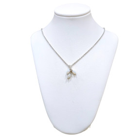 Pendentif Opale 3 Pierres et Zirconium avec Chaîne 40cm Argent 925