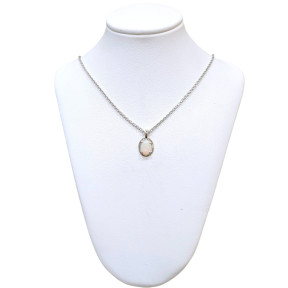 Pendentif Opale 3 Ovale avec Chaîne 40cm Argent 925