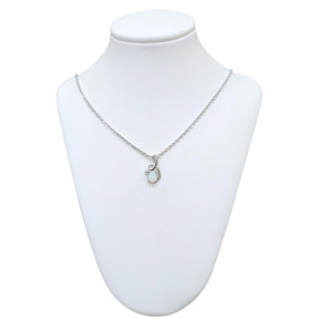 Pendentif Opale et Zirconium avec Chaîne 40cm Argent 925