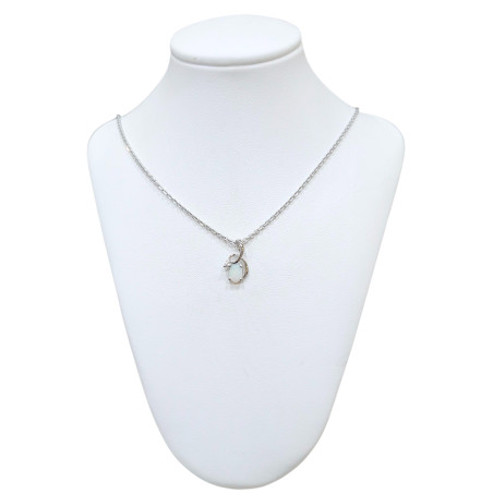 Pendentif Opale et Zirconium avec Chaîne 40cm Argent 925