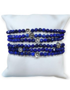 Bracelet Lapis-Lazuli Facetté avec Insert Pierres Rondes de 4mm