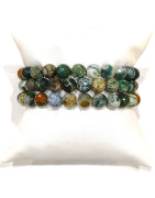 Bracelet Agate Mousse et Arbre Pierres Rondes de 8mm facettées