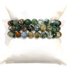 Bracelet Agate Mousse et Arbre Pierres Rondes de 8mm facettées