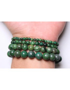 Bracelet Jade du Canada Vert Foncé Pierres Rondes