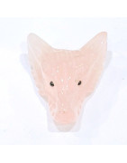 Pendentif Tête de loup Quartz rose