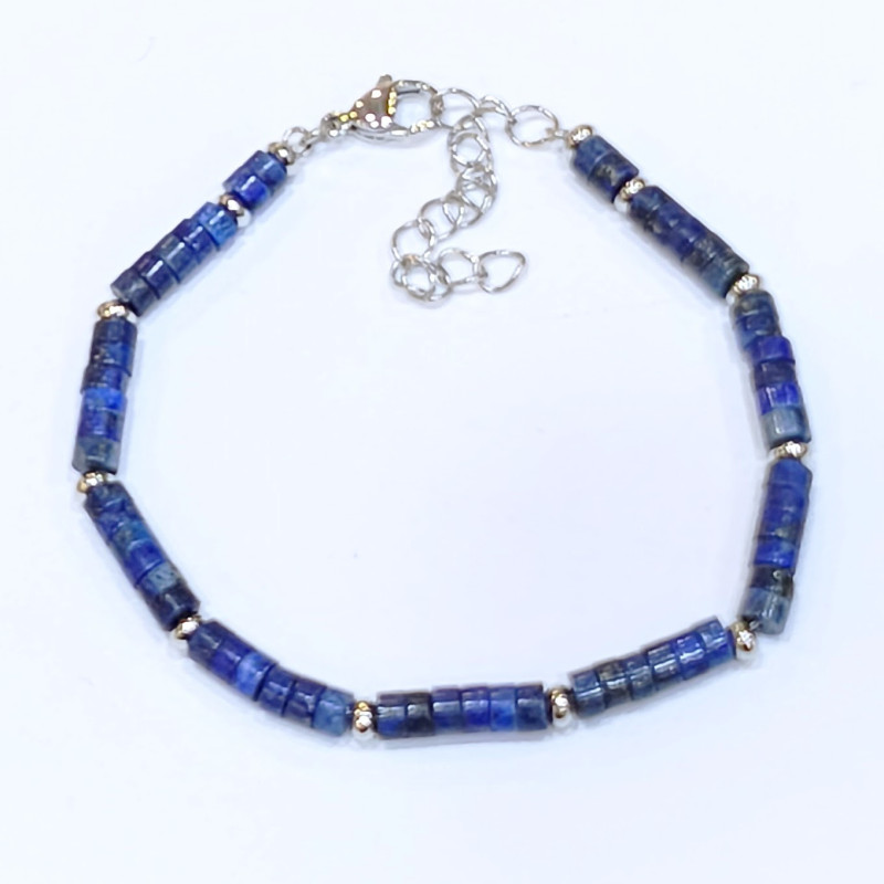 Bracelet Homme Lapis-Lazuli Sodalite Acier Inox Taille Réglable