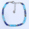 Bracelet Lapis-Lazuli Turquoise Acier Inox Homme Taille Réglable