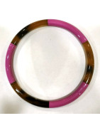 Bracelet Corne Laquée Type Jonc Fuchsia