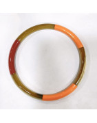 Bracelet Corne Laquée Type Jonc Orange et Rouge