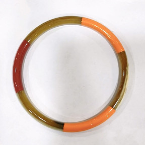 Bracelet Corne Laquée Type Jonc Orange et Rouge