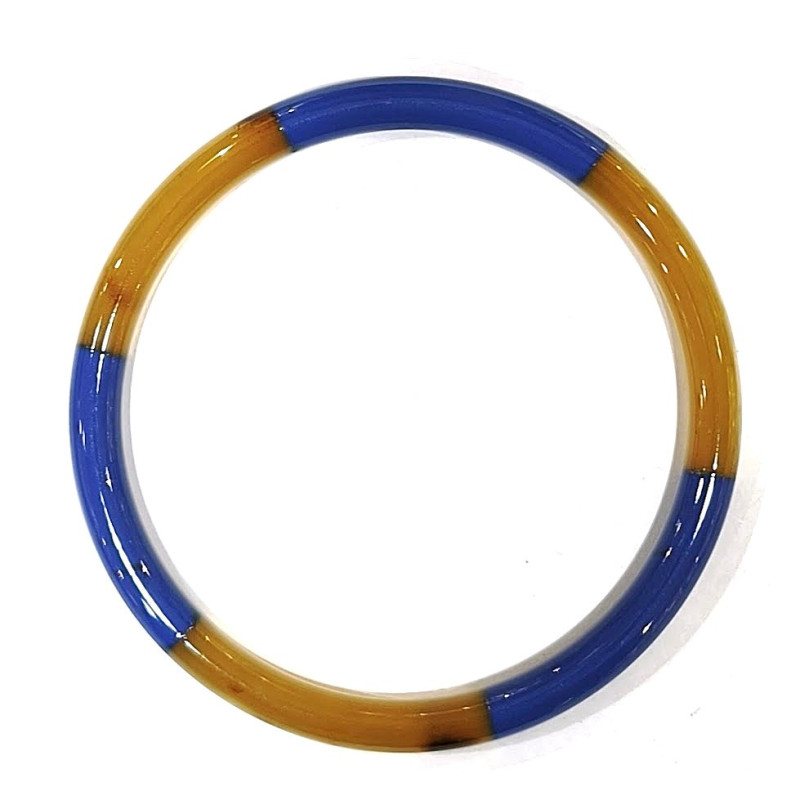 Bracelet Corne Laquée Type Jonc Bleu