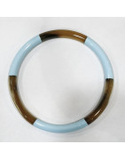 Bracelet Corne Laquée Type Jonc Bleu Ciel