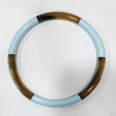 Bracelet Corne Laquée Type Jonc Bleu Ciel