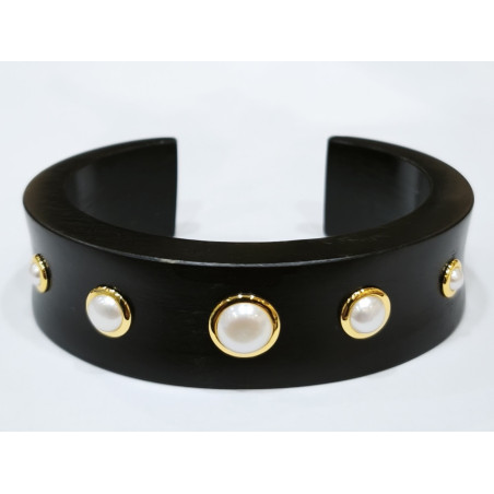 Bracelet Perle d'Eau Douce Bois Noir Collection NIIKI PARIS