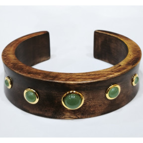Bracelet Aventurine Verte Bois Collection NIIKI PARIS