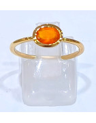 Bague Opale de Feu Laiton Plaquée Or Collection NIIKI PARIS