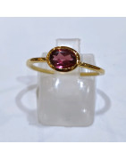 Bague Grenat Laiton Plaquée Or Collection NIIKI PARIS