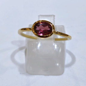 Bague Tourmaline Rose Laiton Plaquée Or Collection NIIKI PARIS