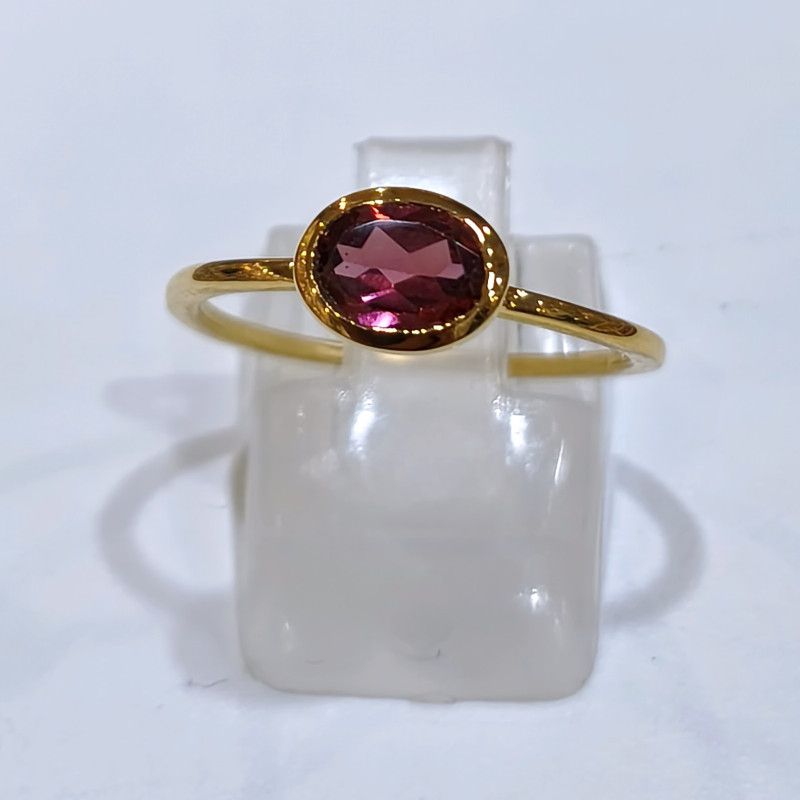 Bague Grenat Laiton Plaquée Or Collection NIIKI PARIS