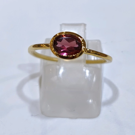 Bague Grenat Laiton Plaquée Or Collection NIIKI PARIS