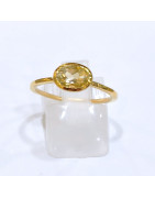 Bague Citrine Laiton Plaquée Or Collection NIIKI PARIS