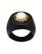Bague Perle d'Eau Douce Bois Collection NIIKI PARIS