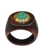 Bague Aventurine Verte Bois Collection NIIKI PARIS