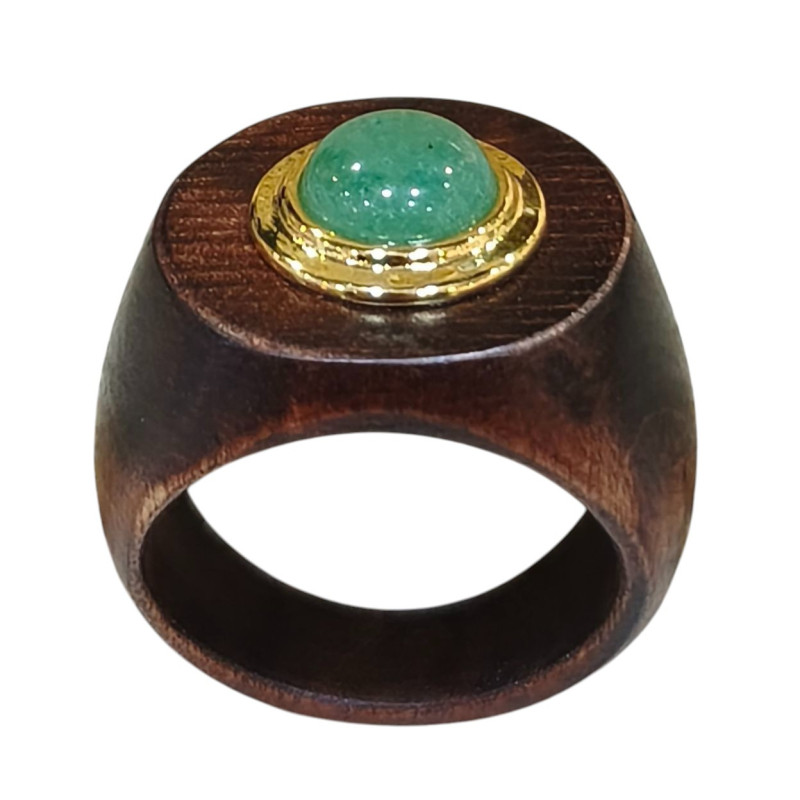 Bague Aventurine Verte Bois Collection NIIKI PARIS