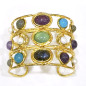 Bracelet Améthyste Labradorite Calcédoine Perle d'Eau Douce Laiton Plaqué Or Collection NIIKI PARIS
