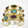 Bracelet Améthyste Labradorite Calcédoine Perle d'Eau Douce Laiton Plaqué Or Collection NIIKI PARIS
