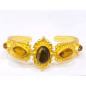 Bracelet Oeuil de Tigre et Ambre Laiton Plaqué Or Collection NIIKI PARIS