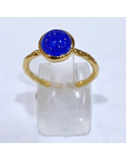 Bague Jade Bleu Laiton Plaqué Or Collection NIIKI PARIS