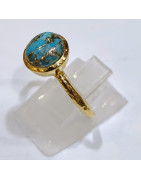 Bague Turquoise Laiton Plaqué Or Collection NIIKI PARIS