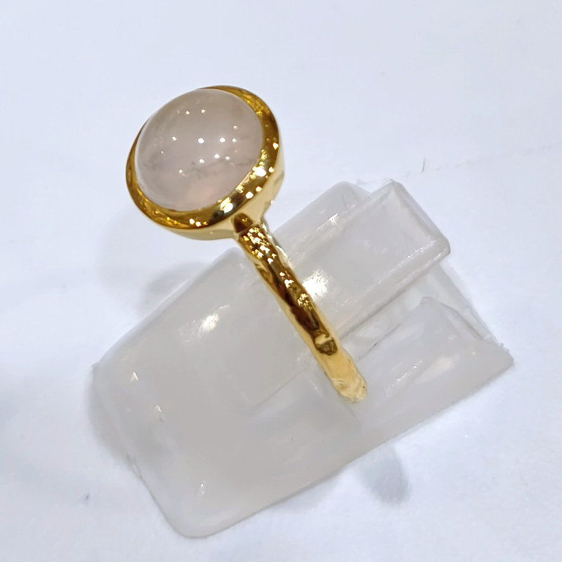 Bague Quartz Rose Laiton Plaqué Or Collection NIIKI PARIS