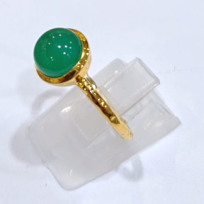 Bague Agate Verte Laiton Plaqué Or Collection NIIKI PARIS
